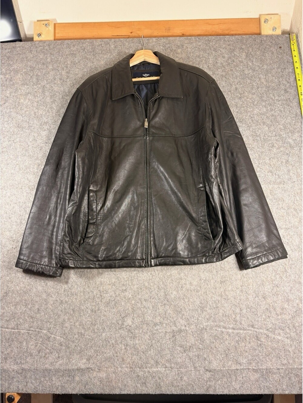 Vintage Dockers Leather Jacket Mens XL Brown Bomber Soft Full Zip Lined